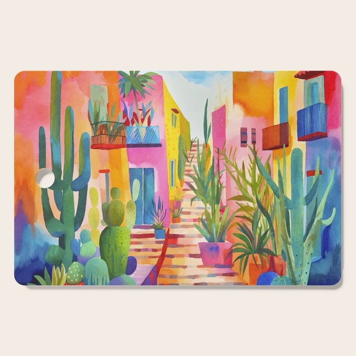 Tropical Caribbean Village Rural Charm Cutting Board Gallery Image 1