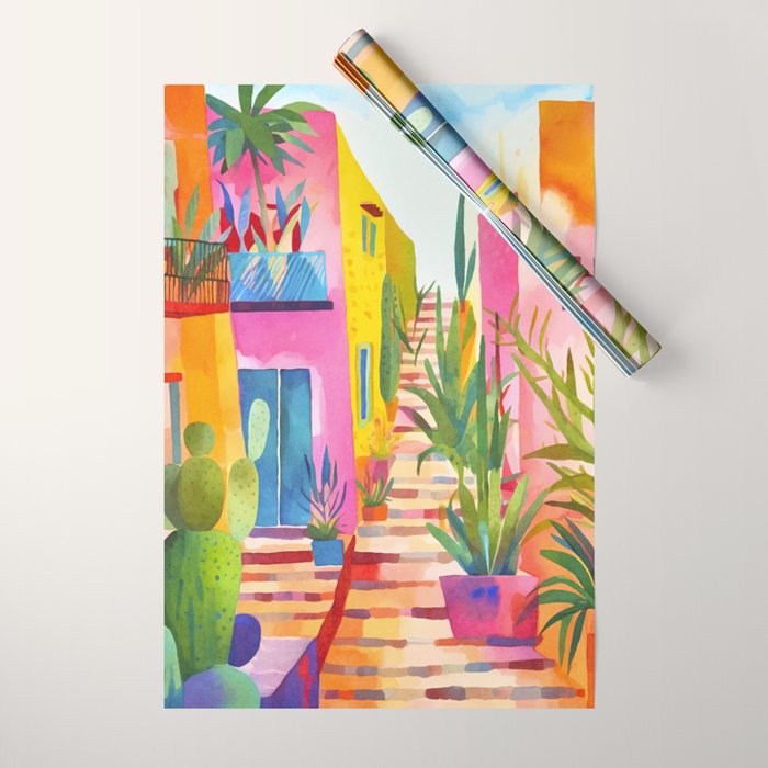 Tropical Caribbean Village Rural Charm Wrapping Paper Gallery Image 1