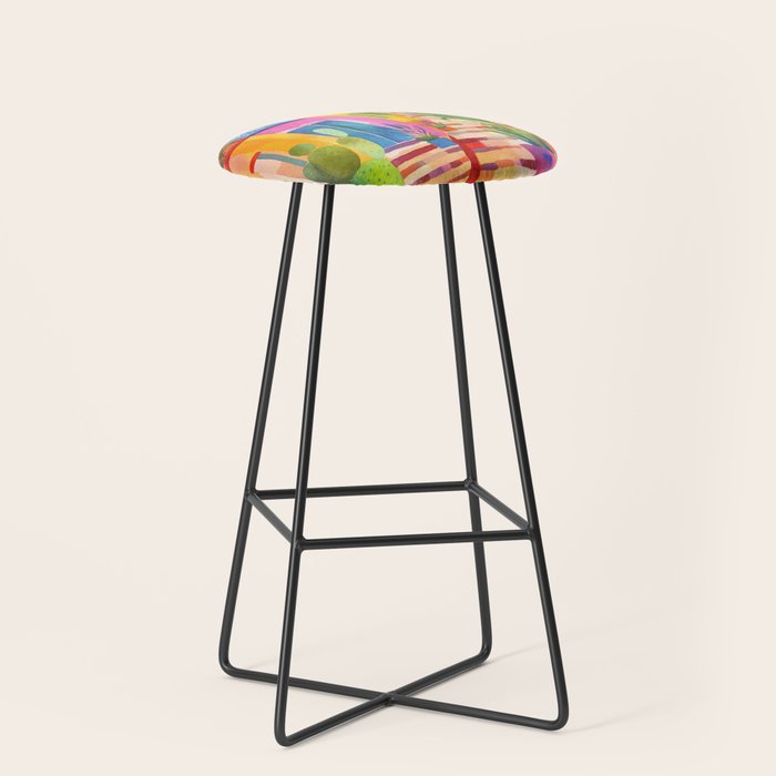 Tropical Caribbean Village Rural Charm Stool Gallery Image 1