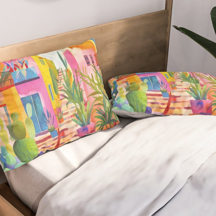 Tropical Caribbean Village Rural Charm Pillow Sham Gallery Image 2