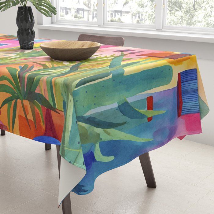 Tropical Caribbean Village Rural Charm Tablecloth Gallery Image 3