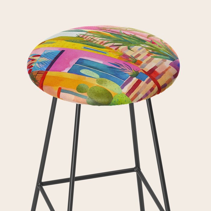 Tropical Caribbean Village Rural Charm Stool Gallery Image 2