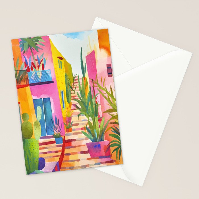 Tropical Caribbean Village Rural Charm Stationery Card Gallery Image 2