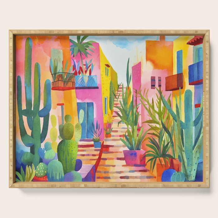 Tropical Caribbean Village Rural Charm Serving Tray Gallery Image 1