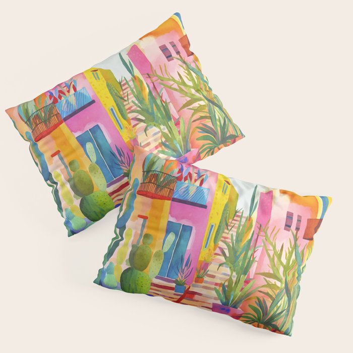 Tropical Caribbean Village Rural Charm Pillow Sham Gallery Image 1