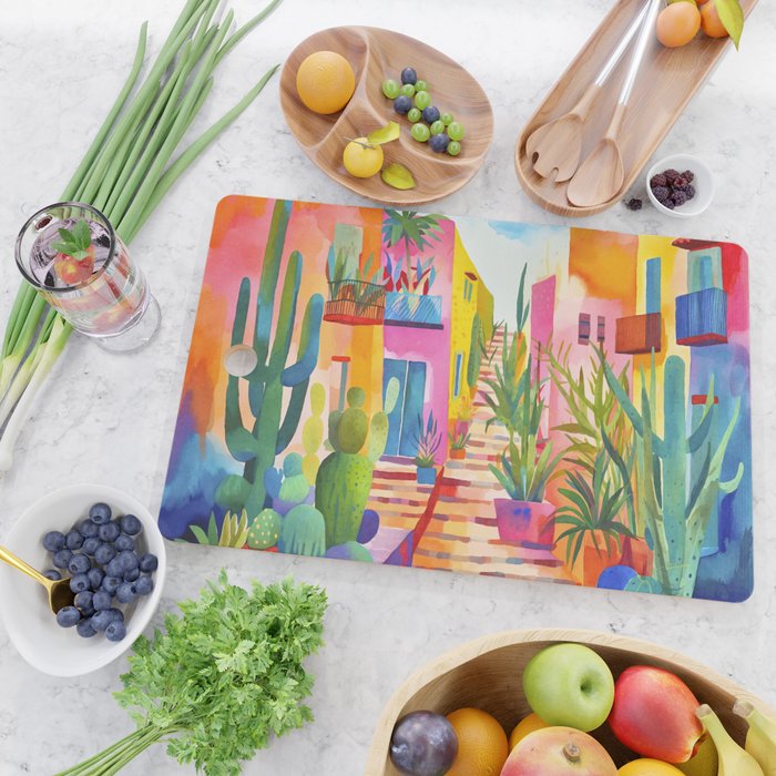 Tropical Caribbean Village Rural Charm Cutting Board Gallery Image 2