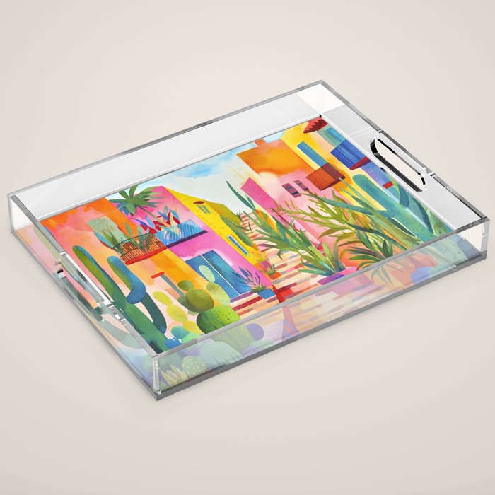Tropical Caribbean Village Rural Charm Acrylic Tray Gallery Image 1