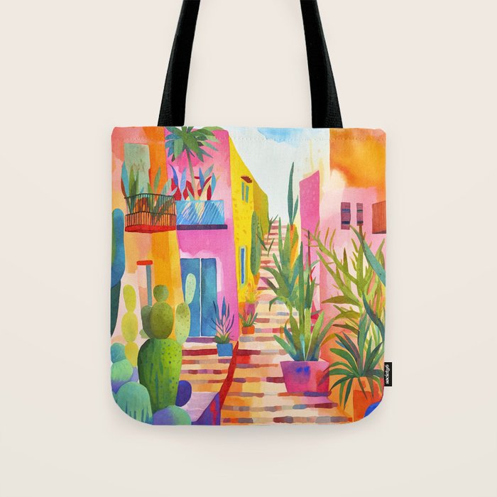 Tropical Caribbean Village Rural Charm Tote Bag Gallery Image 1