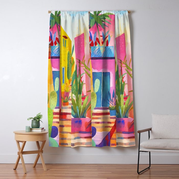 Tropical Caribbean Village Rural Charm Window Curtain Gallery Image 5