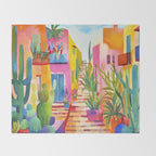 Tropical Caribbean Village Rural Charm Throw Blanket Gallery Image 2