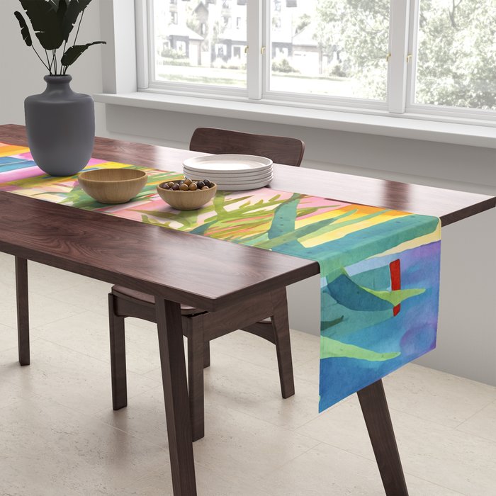 Tropical Caribbean Village Rural Charm Table Runner Gallery Image 2