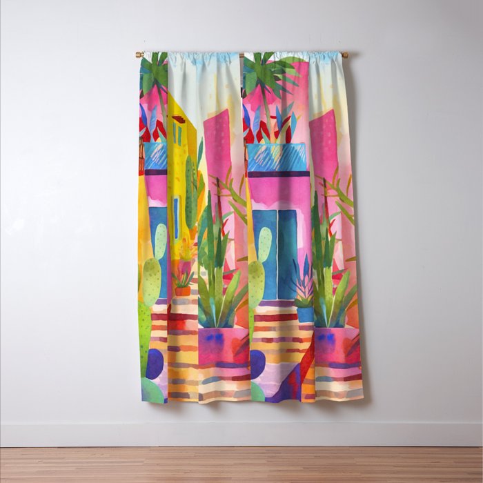 Tropical Caribbean Village Rural Charm Window Curtain Gallery Image 3