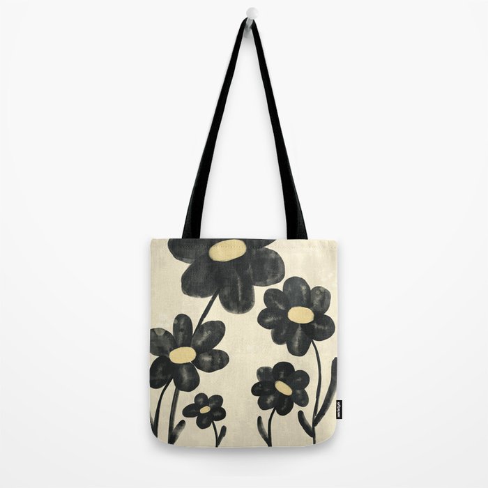Minimalist Black Flowers Tote Bag Gallery Image 2