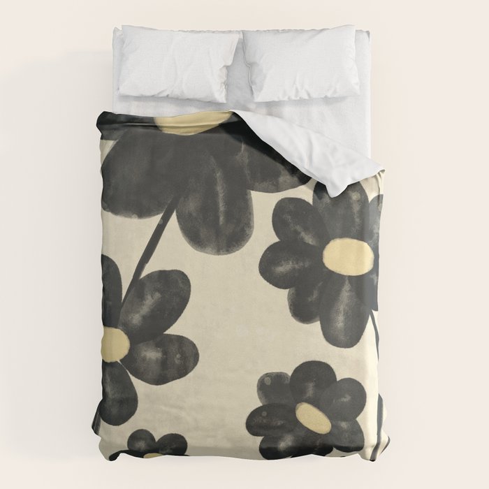 Minimalist Black Flowers Duvet Cover Gallery Image 1