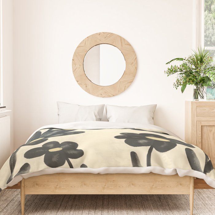 Minimalist Black Flowers Duvet Cover Gallery Image 3