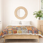 Retro Colorful Flower Checkerboard Duvet Cover Gallery Image 3