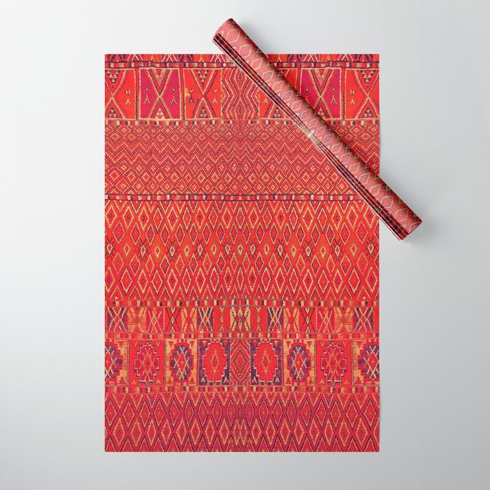 Orange Traditional Moroccan Berber Rug Design B30 Wrapping Paper Gallery Image 1