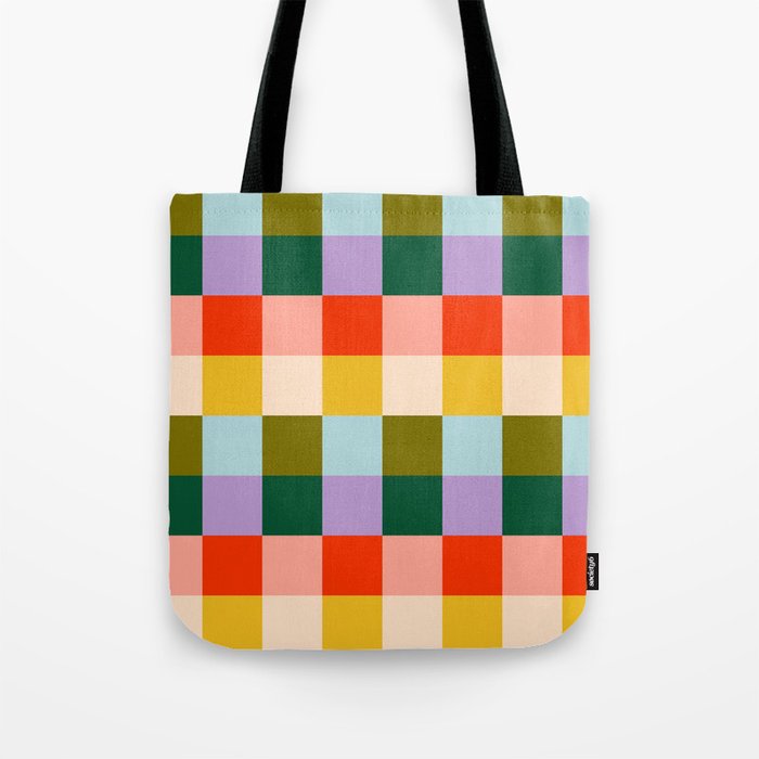 Checkered Rainbow Retro Vibe  Tote Bag Gallery Image 1