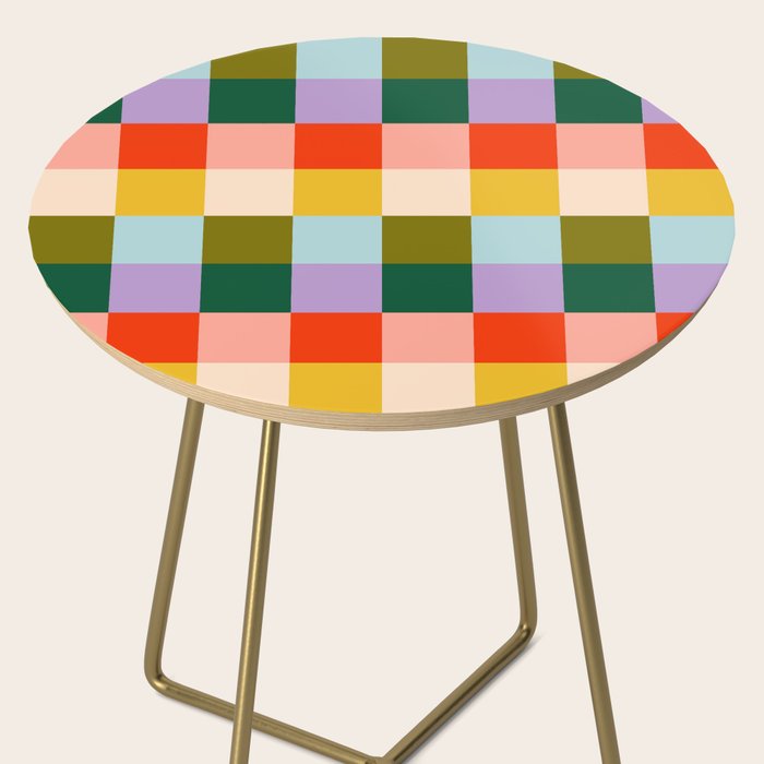 Checkered Rainbow Retro Vibe  Side Table Gallery Image 2
