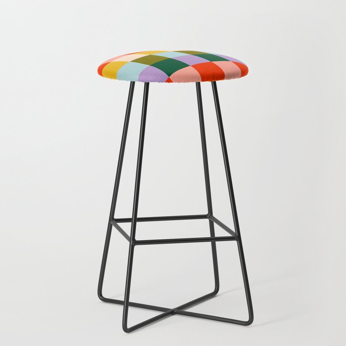 Checkered Rainbow Retro Vibe  Stool Gallery Image 1