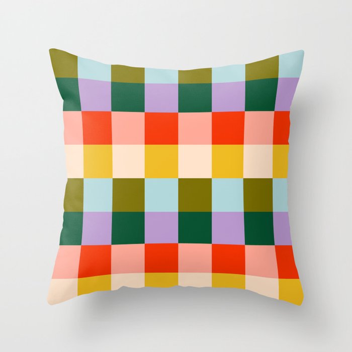 Checkered Rainbow Retro Vibe  Throw Pillow Gallery Image 6