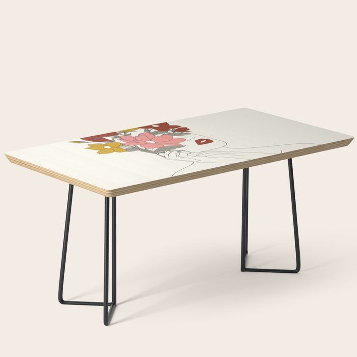 Colorful Thoughts Minimal Line Art Woman with Magnolia Coffee Table Gallery Image 1