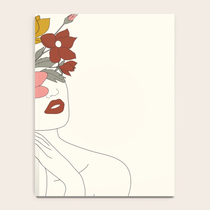 Colorful Thoughts Minimal Line Art Woman with Magnolia Notebook Gallery Image 4