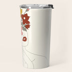 Colorful Thoughts Minimal Line Art Woman with Magnolia Travel Mug Gallery Image 2