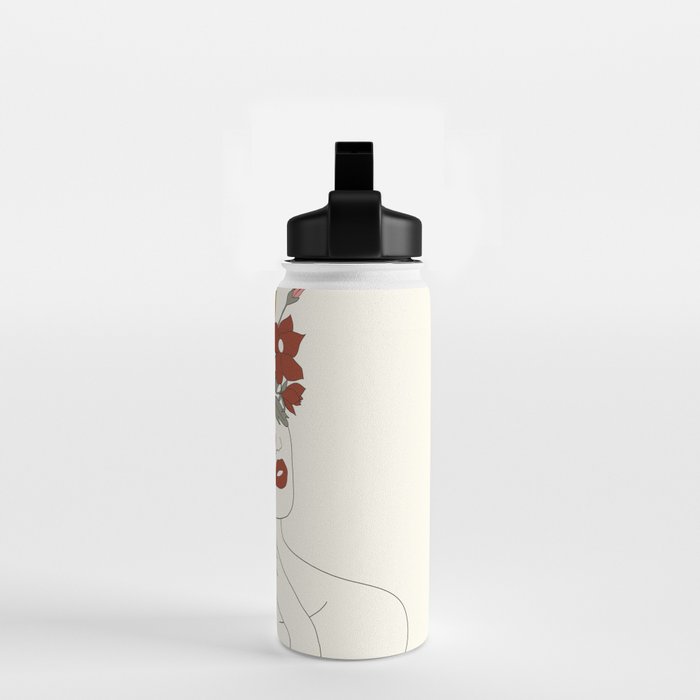 Colorful Thoughts Minimal Line Art Woman with Magnolia Water Bottle Gallery Image 2