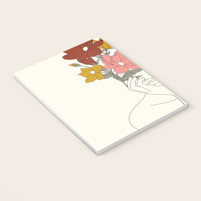 Colorful Thoughts Minimal Line Art Woman with Magnolia Notebook Gallery Image 3