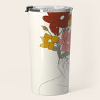 Colorful Thoughts Minimal Line Art Woman with Magnolia Travel Mug Gallery Image 3
