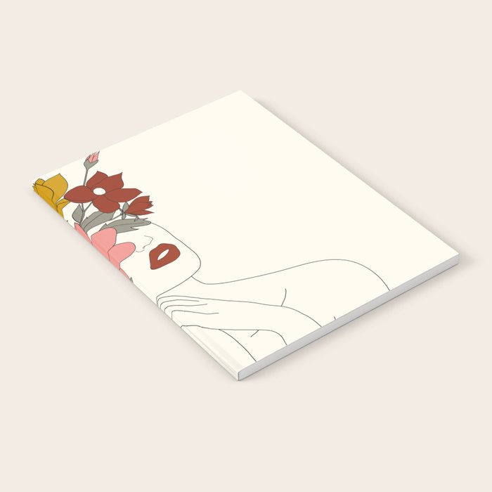Colorful Thoughts Minimal Line Art Woman with Magnolia Notebook Gallery Image 2