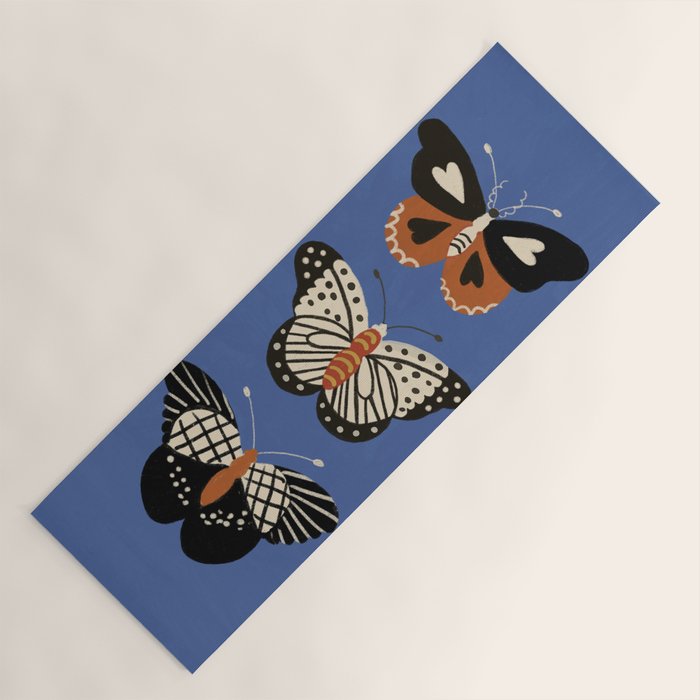 Butterflies in blue Yoga Mat Gallery Image 1