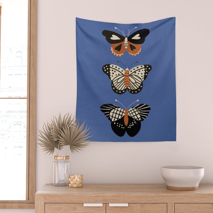Butterflies in blue Wall Tapestry Gallery Image 2