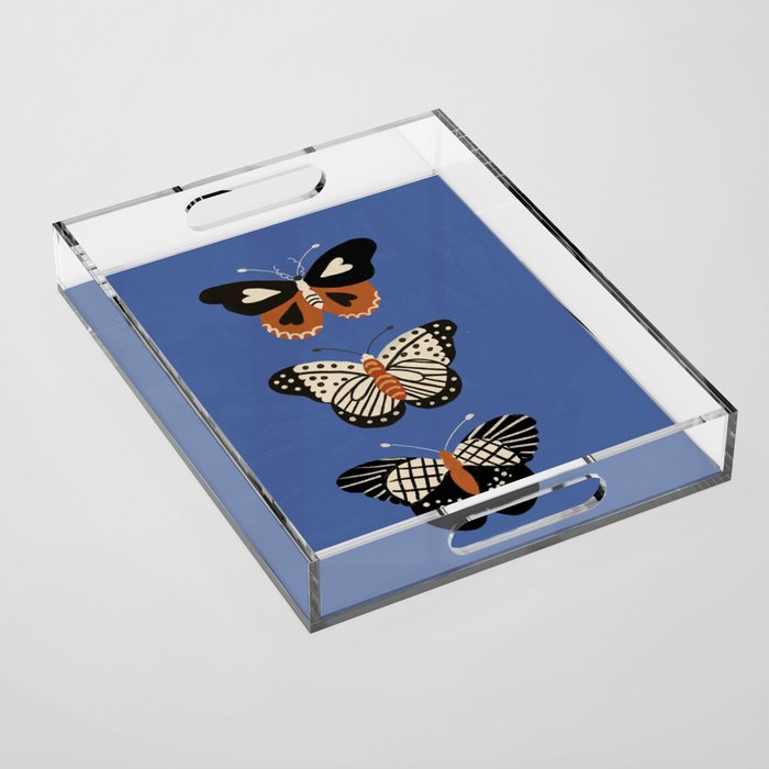 Butterflies in blue Acrylic Tray Gallery Image 1