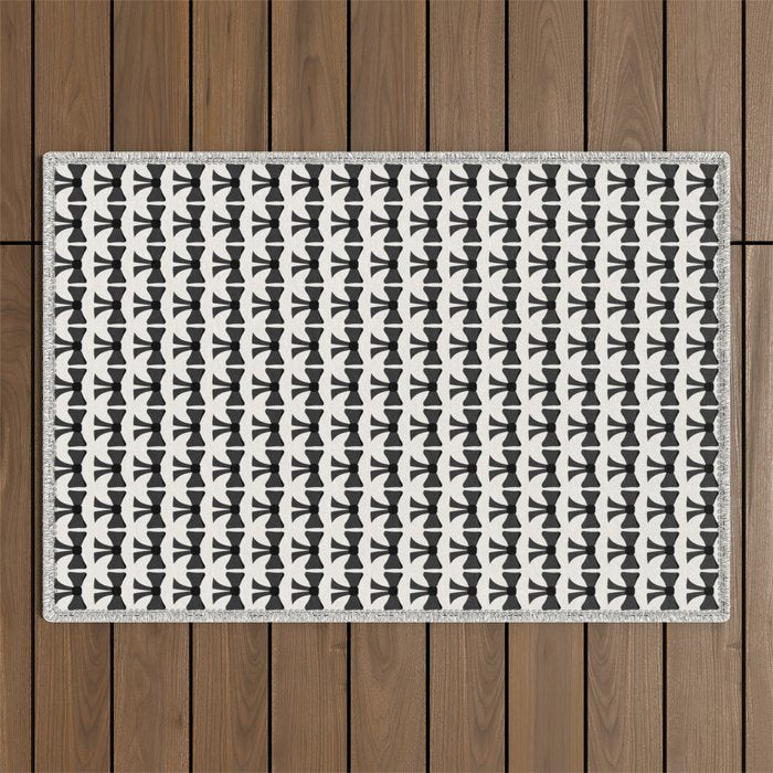 Vintage Bows I Black and White Outdoor Rug Gallery Image 1