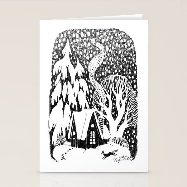 Wintertime Cottage Stationery Card Gallery Image 2