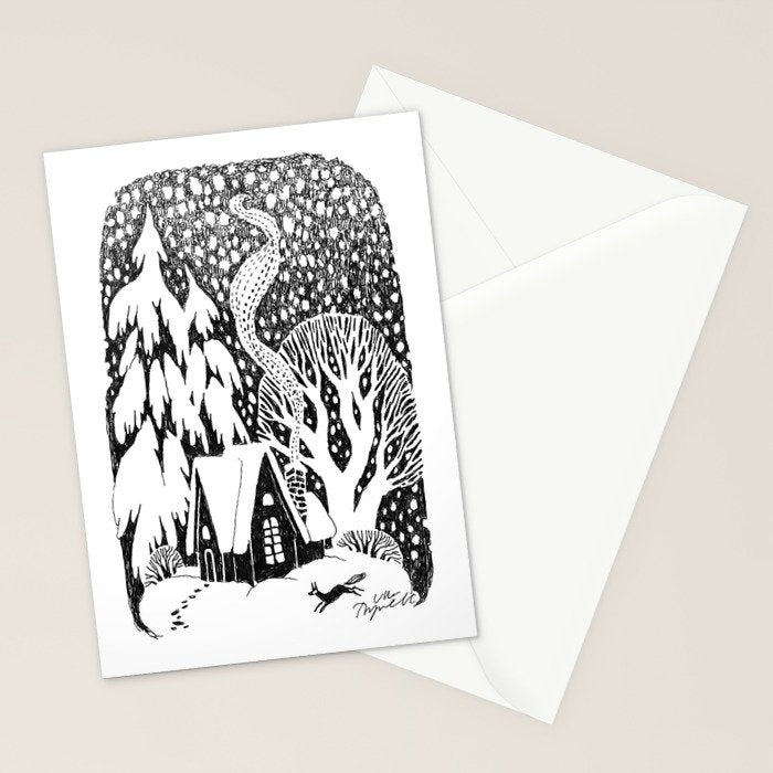Wintertime Cottage Stationery Card Gallery Image 2