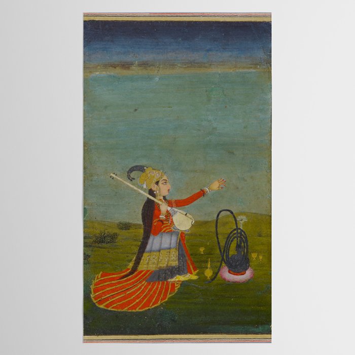Female Musician Indian Painted Illustration Tablecloth Gallery Image 2