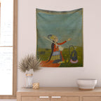Female Musician Indian Painted Illustration Wall Tapestry Gallery Image 2