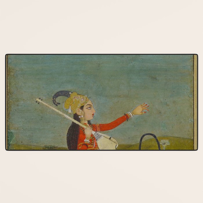 Female Musician Indian Painted Illustration Desk Mat Gallery Image 3