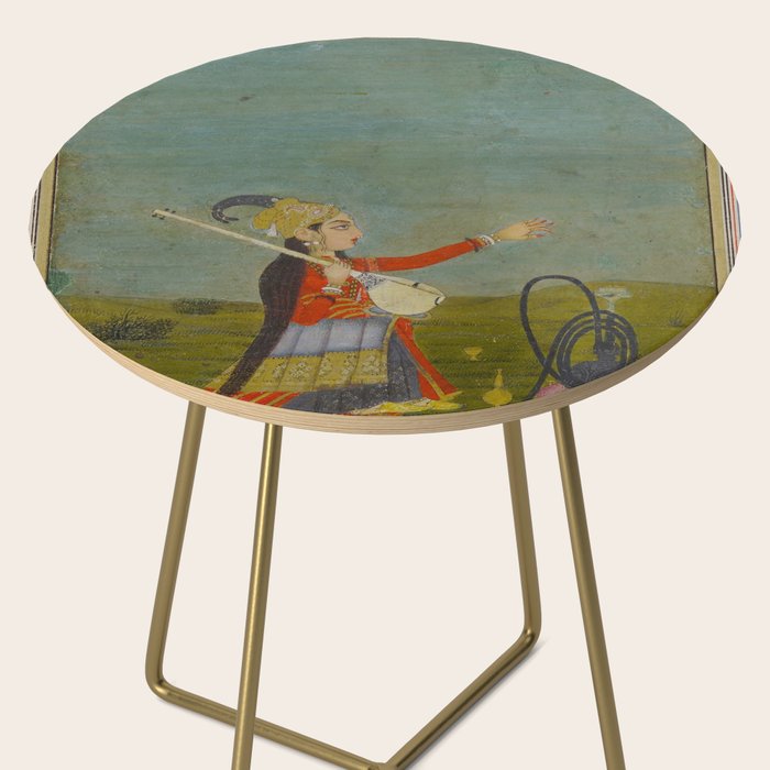 Female Musician Indian Painted Illustration Side Table Gallery Image 2