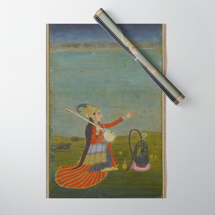 Female Musician Indian Painted Illustration Wrapping Paper Gallery Image 1