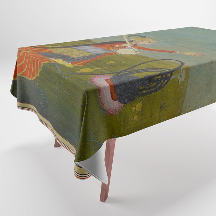 Female Musician Indian Painted Illustration Tablecloth Gallery Image 1