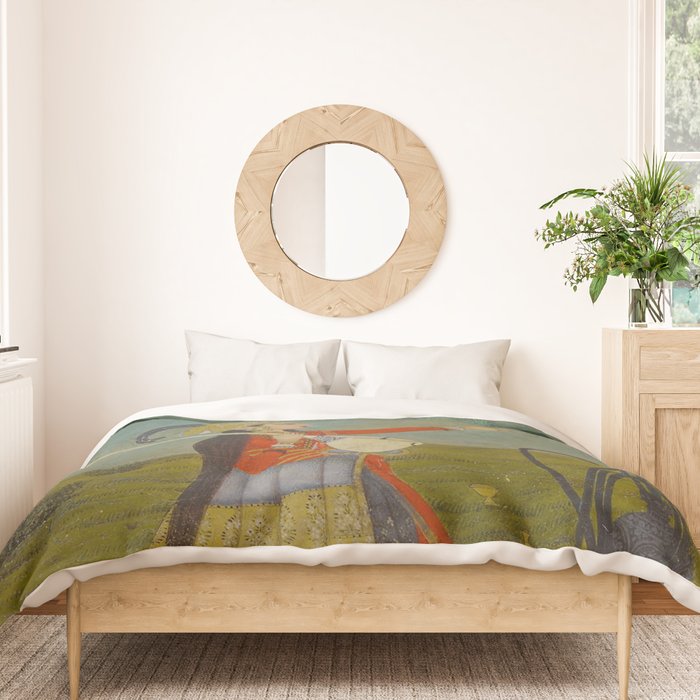Female Musician Indian Painted Illustration Duvet Cover Gallery Image 3
