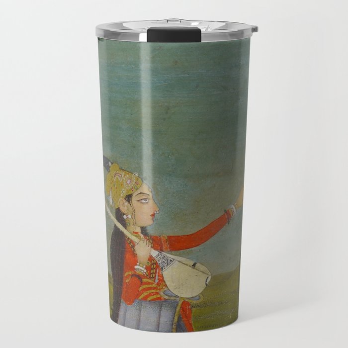 Female Musician Indian Painted Illustration Travel Mug Gallery Image 1