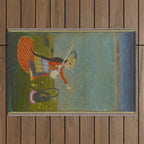 Female Musician Indian Painted Illustration Outdoor Rug Gallery Image 1