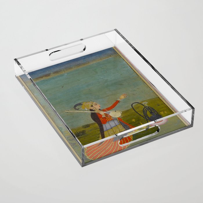 Female Musician Indian Painted Illustration Acrylic Tray Gallery Image 1