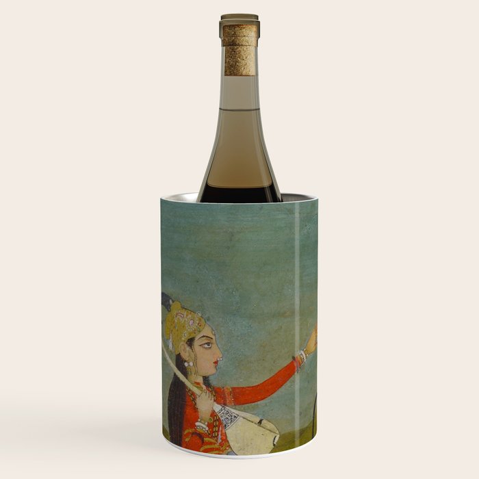 Female Musician Indian Painted Illustration Wine Chiller Gallery Image 1