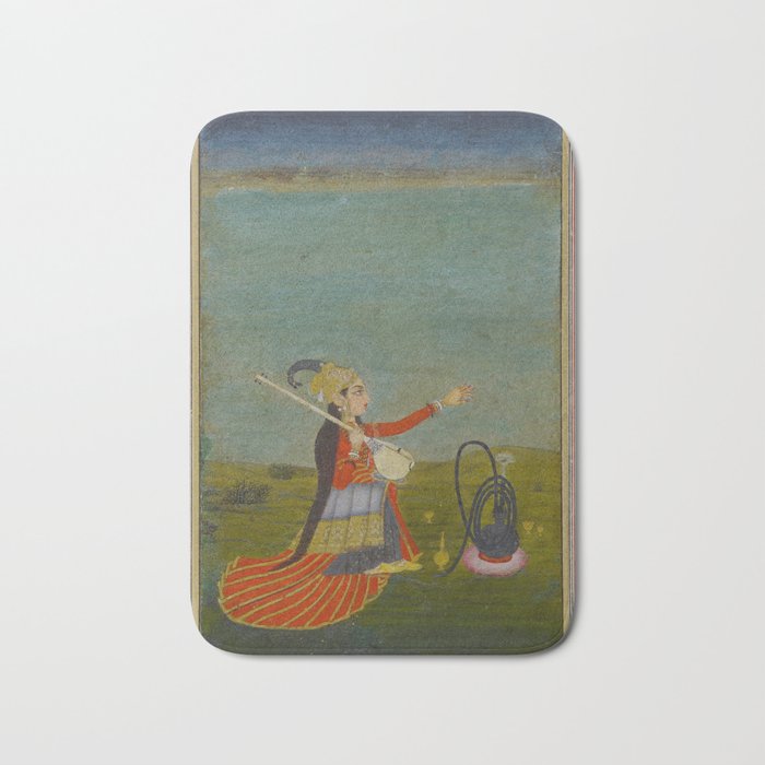 Female Musician Indian Painted Illustration Bath Mat Gallery Image 1